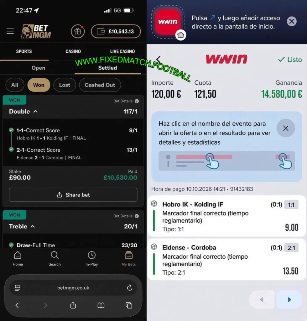 BetMGM screenshot showing reported Correct Score prediction records